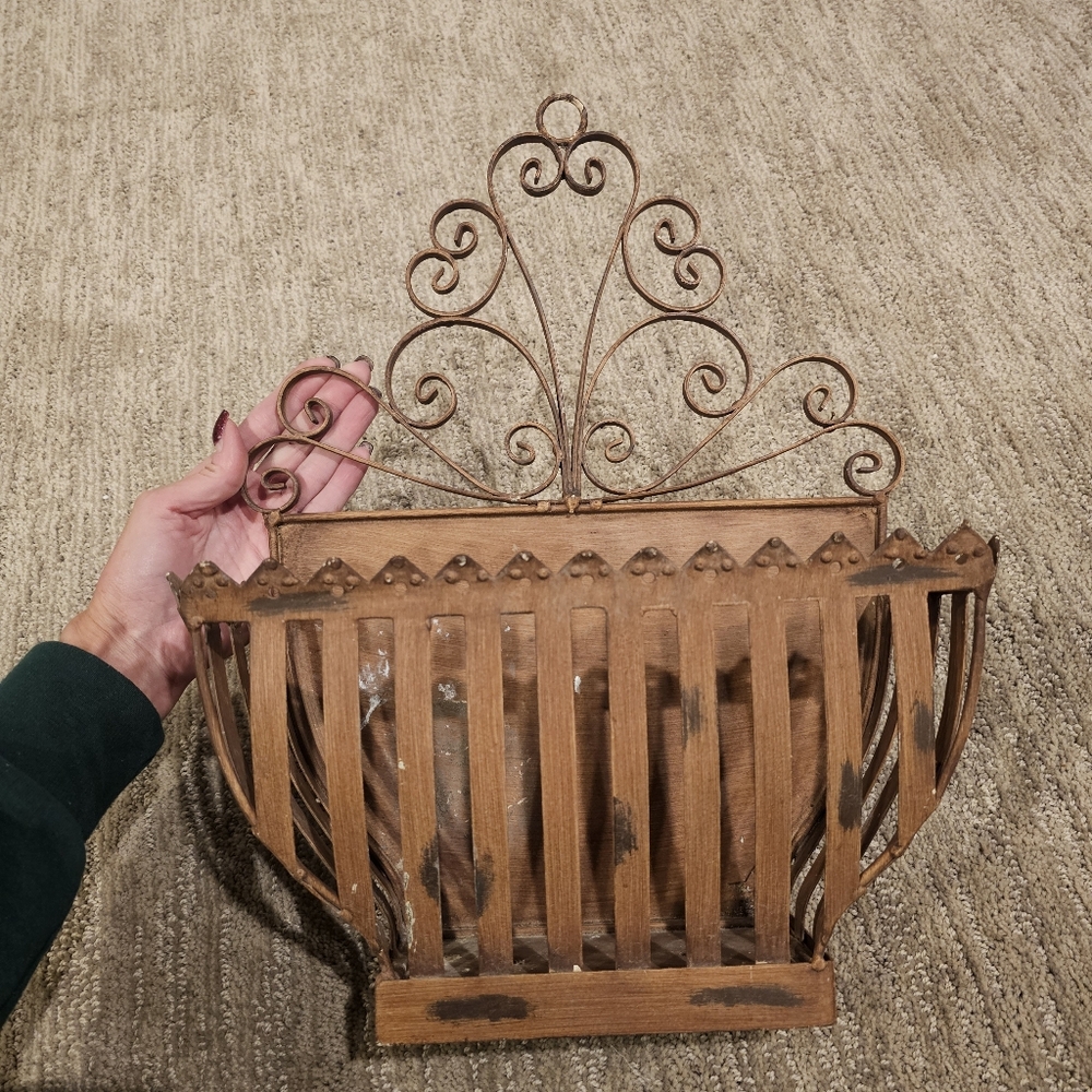 Southern Living at Home Franciscan Basket, decorative wrought iron wall planter